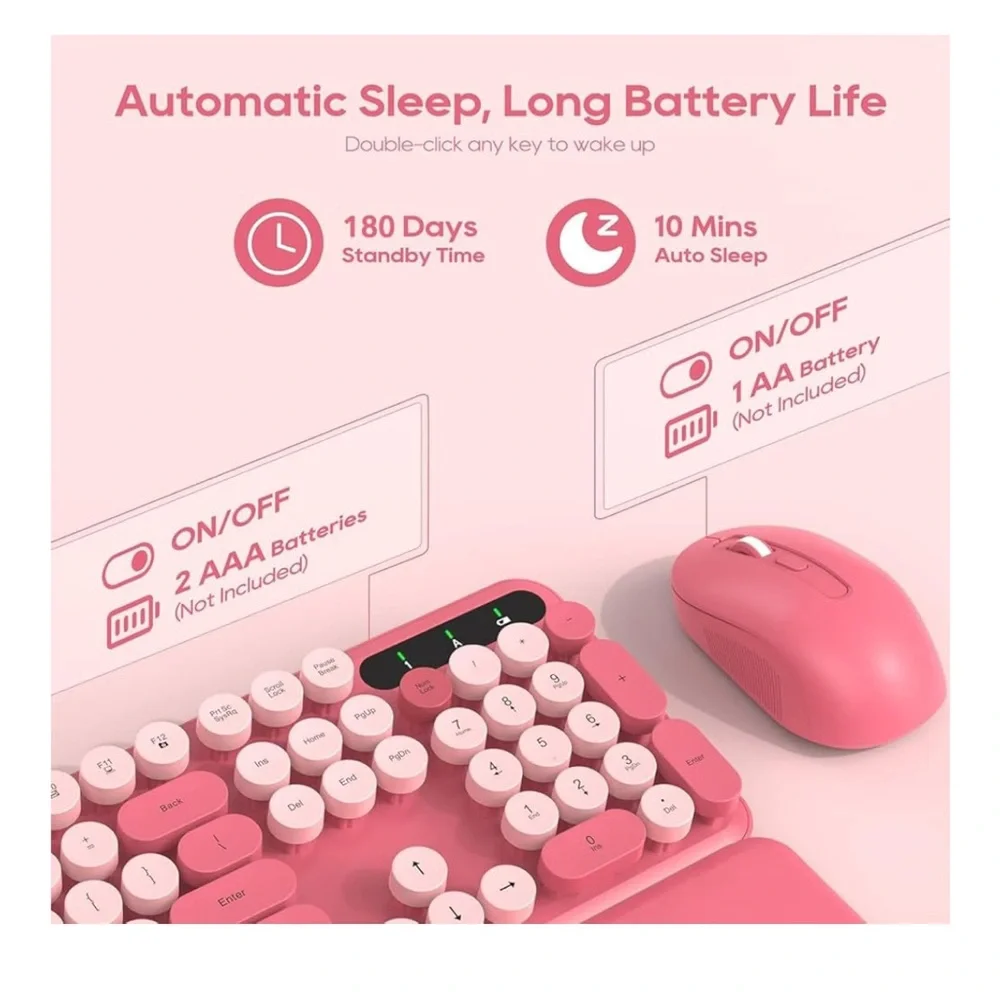 Pink Wireless Keyboard and Mouse Set